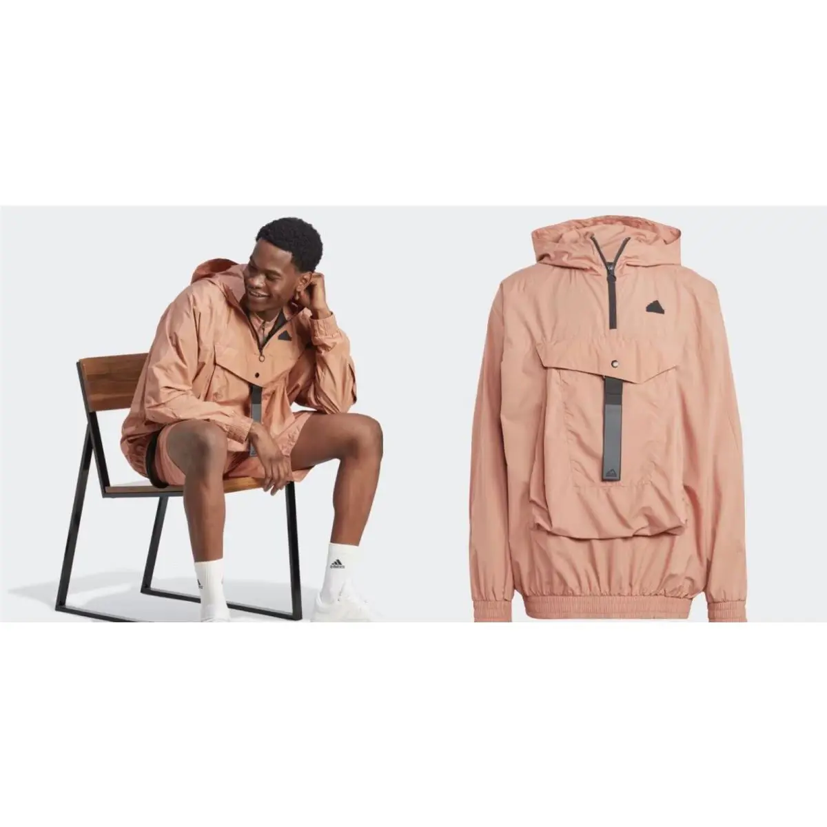 Adidas City Escape Premium Windbreaker Men`s sz M Running Hoodie Q2 Jacket