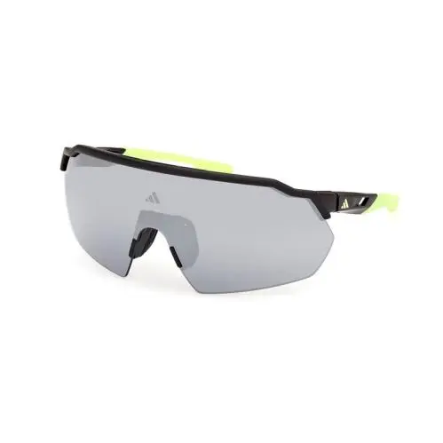 Adidas SP0093-S 02C Shield Sunglasses Black Neon Yellow Smoke Mirror UV400