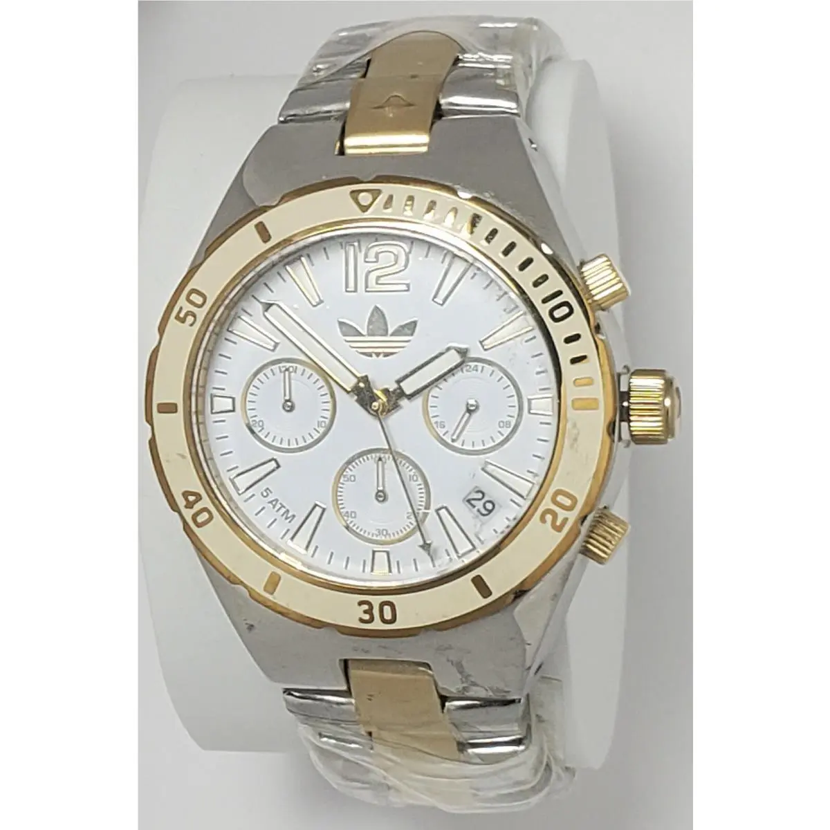 Adidas ADH2746 Women`s Analog Chronograph Watch Two-tone Metal Bracelet