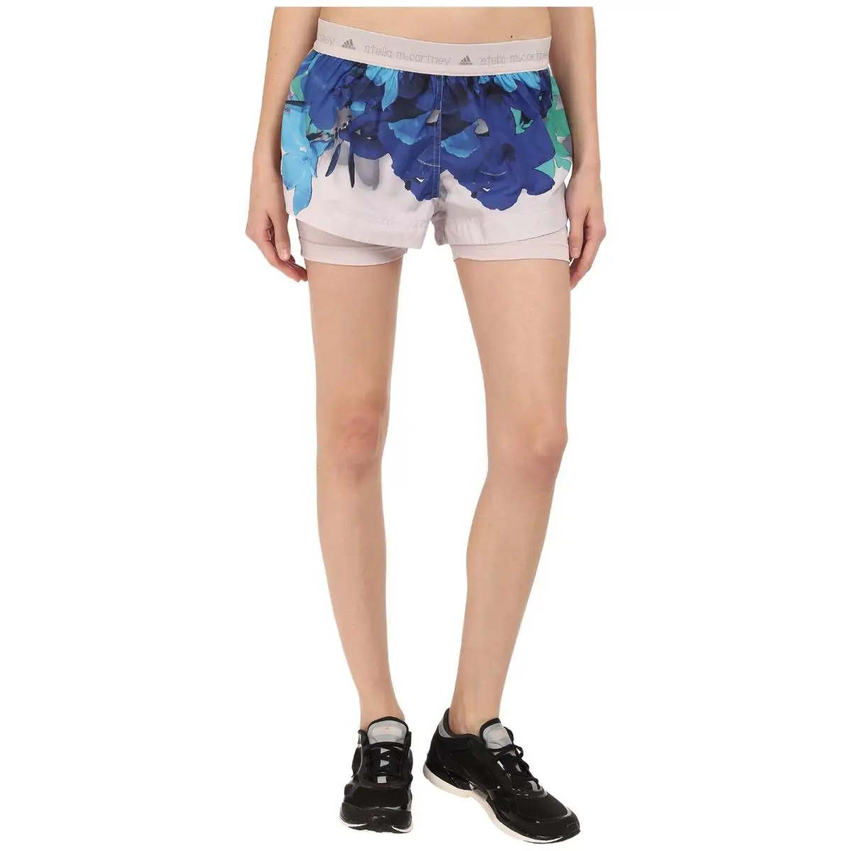 Adidas by Stella Mccartney 2 in 1 Floral Run Blossom Shorts Stretchy Mesh Size L