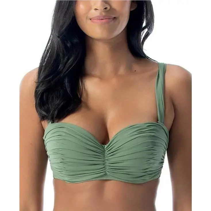 Coco Reef L107060 Palm Green Classic Underwire Pleated Bikini Top Size 32/34D