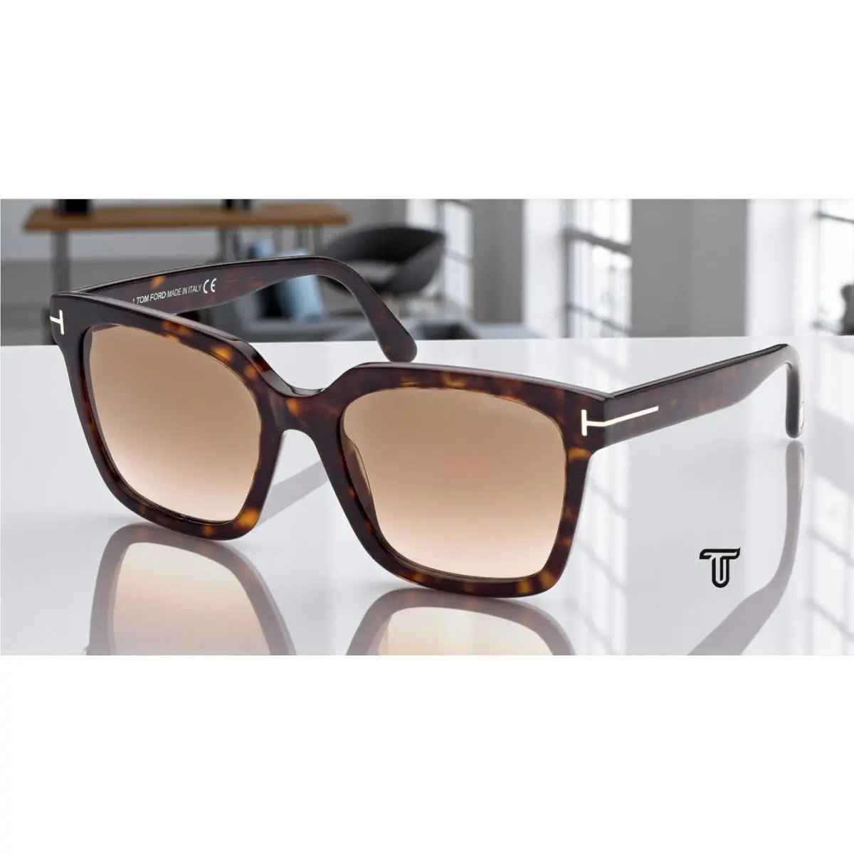 Tom Ford Selby FT0952 52F Shiny Dark Havana Grad Brown 55 mm Women`s Sunglasses