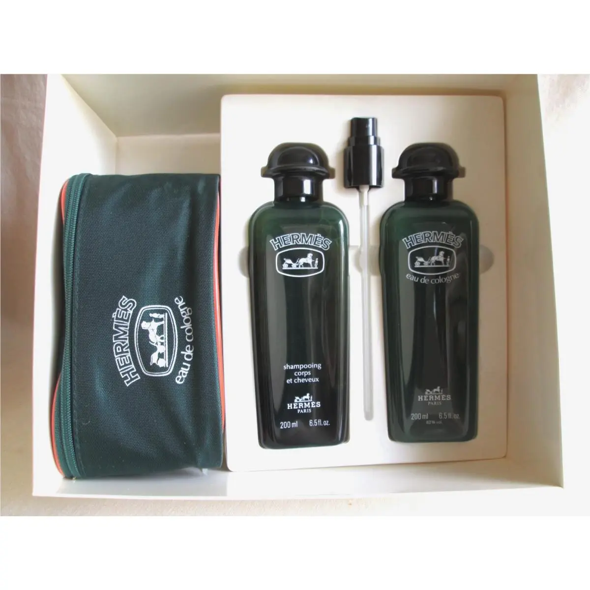 Vintage Hermes Eau de Cologne Set Fanny Pack Flacon Shower Gel 200 ml 6.5 oz