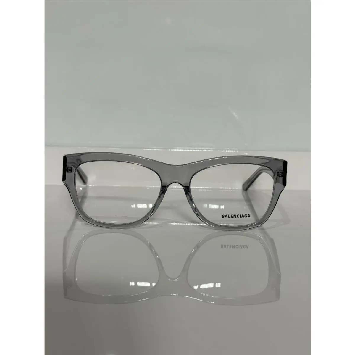 BB0309O 005 Transparent Gray Bold Acetate Unisex Eyeglasses 54mm by Balenciaga