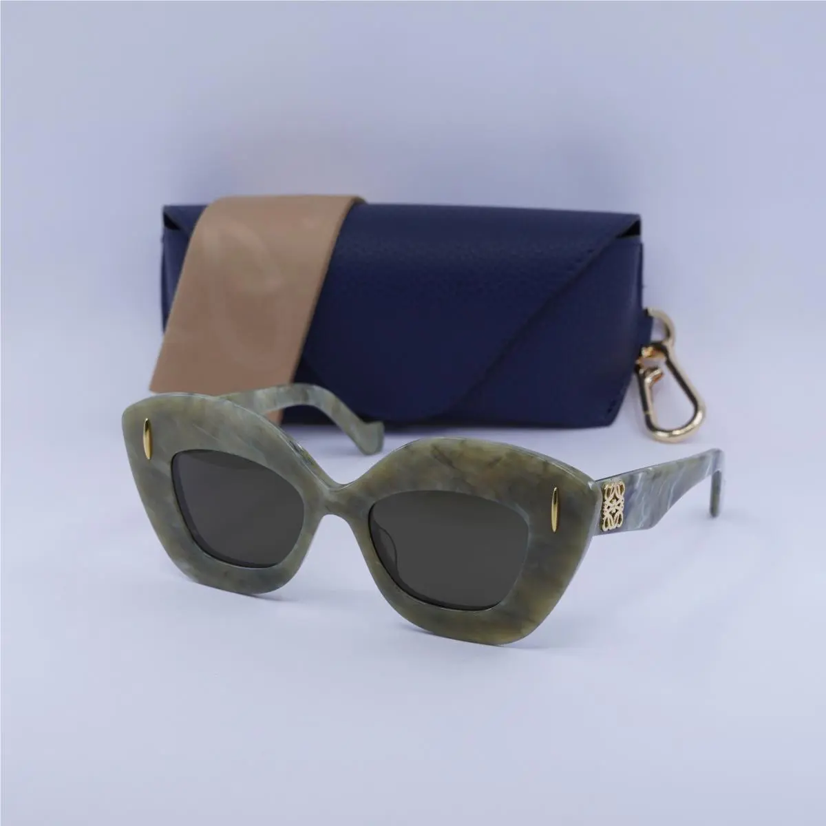 Loewe LW40127I 60E Green Marble/brown 48-18-140 Sunglasses