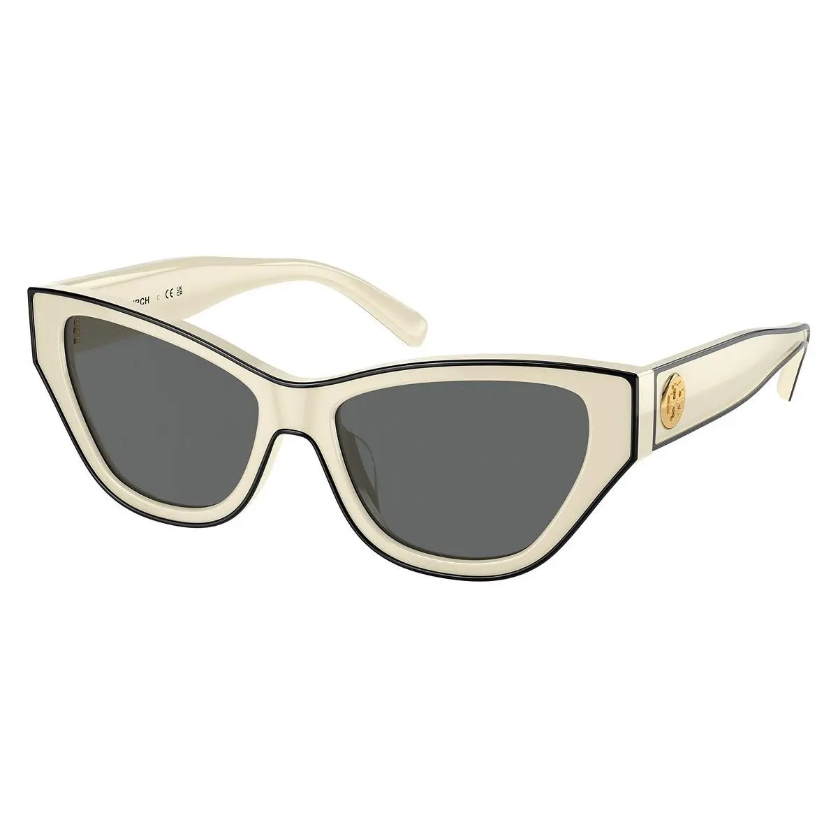 Tory Burch Woman Sunglasses TY7206U 198887 54mm Ivory/black - Grey Lens
