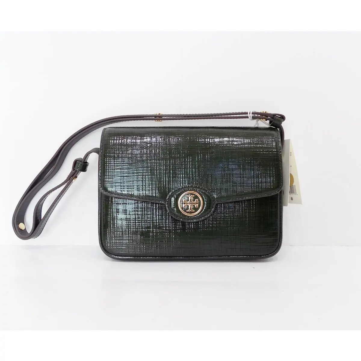 Tory Burch Robinson Crosshatched Convertible Shoulder Bag Evergreen