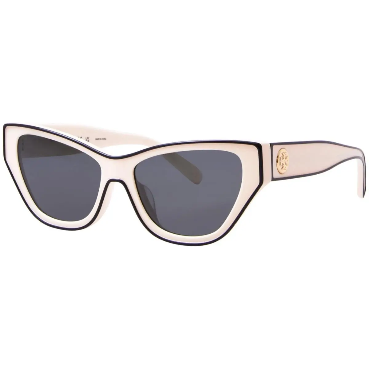 Tory Burch TY7206U 198887 Sunglasses Women`s Ivory/black/gold/dark Grey 54mm