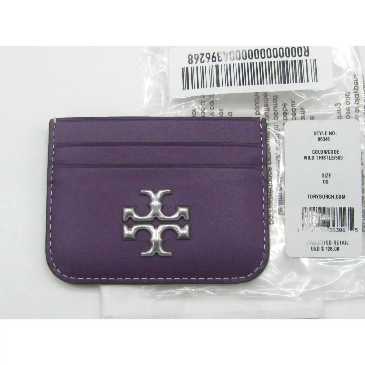 Tory Burch Eleanor Leather Card Case Wild Thistle Purple Orig. Pkg. Tagged