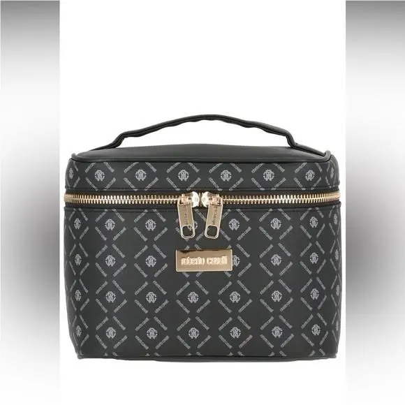 Roberto Cavalli Monogram Cosmetic Toiletry Bag Train Case