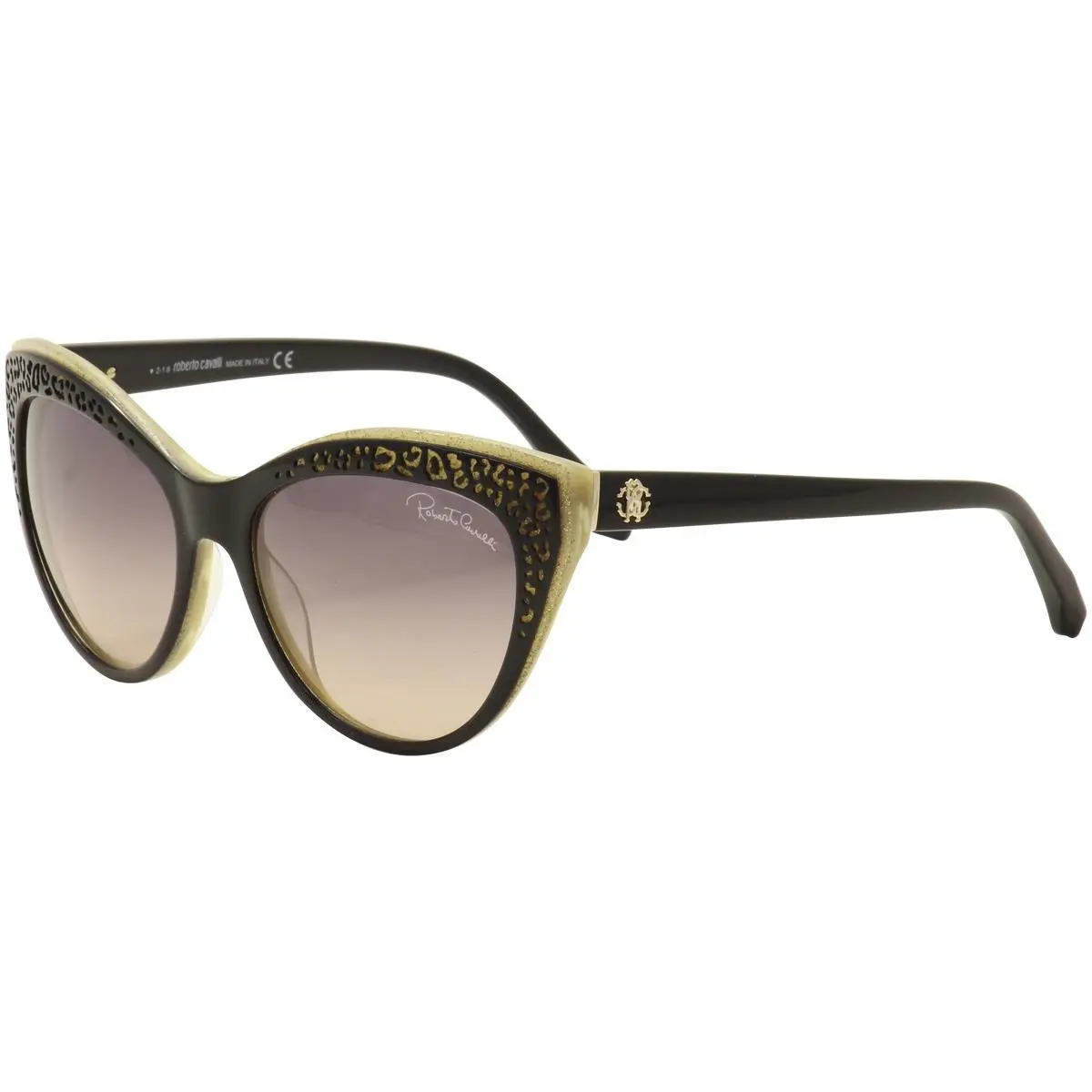 Roberto Cavalli Tegmen 982S 982/S 05B Black/beige Cat Eye Sunglasses 56mm