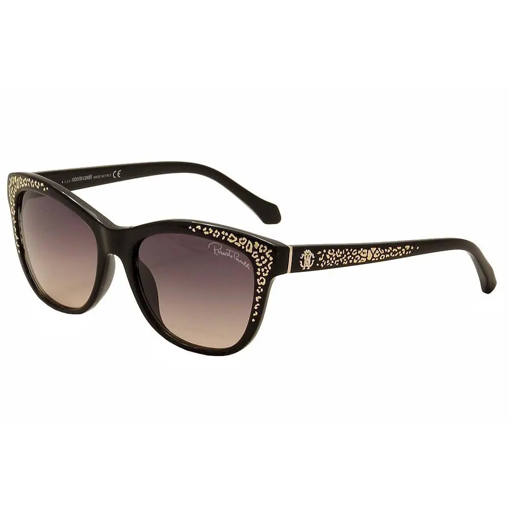 Roberto Cavalli Women`s Tsze 991S 991/S 05B Black/gold Cat Eye Sunglasses 55mm