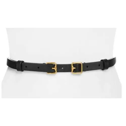 Burberry Women`s Slim Double Buckle Leather Belt Medium - Cream