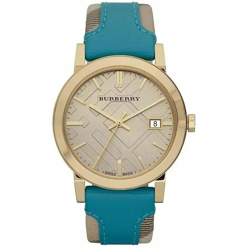 Burberry BU9018 Haymarket Gold Tone Stainless Steel Women`s Watch