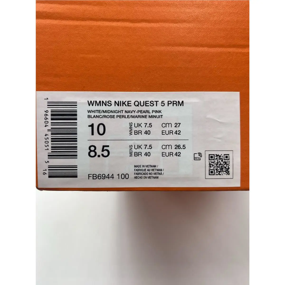 Nike shoes - Nike Quest 5 - Quest - FB6944 100 - White/Midnight Navy-Pearl Pink (UPC: 196604450515) 6