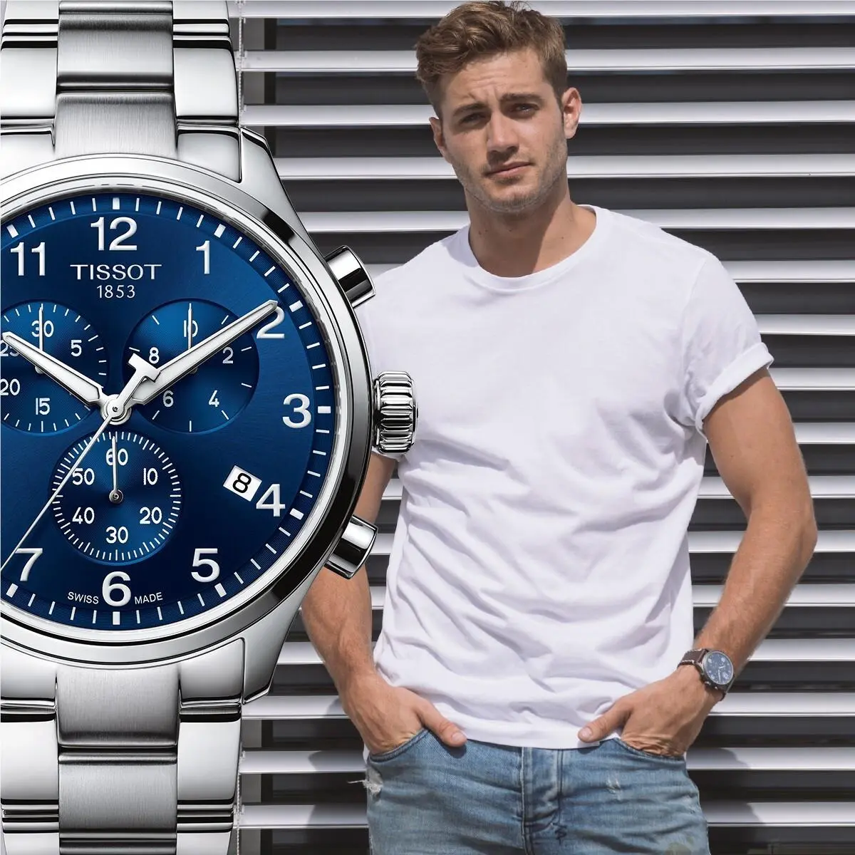 Tissot T116.617.11.047.01 Chrono XL 45mm Blue Dial Quartz - Dial: Blue, Band: Silver, Bezel: Silver