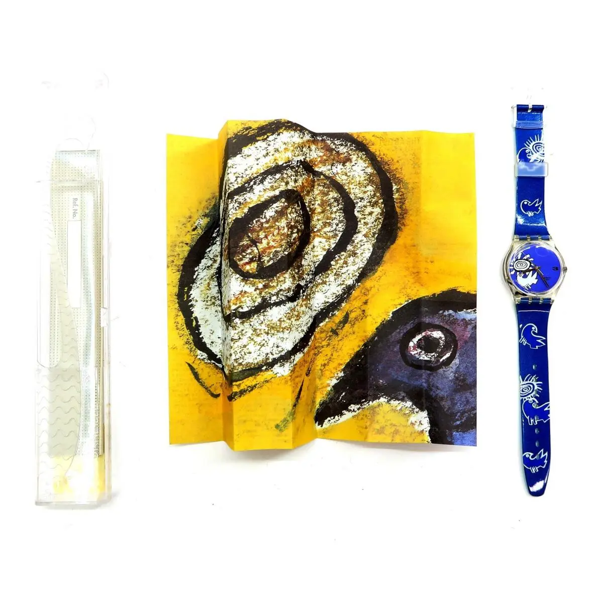 Swatch Watch Vive LA Paix GK206 by Corneille 1995 w/ Case Print Papers