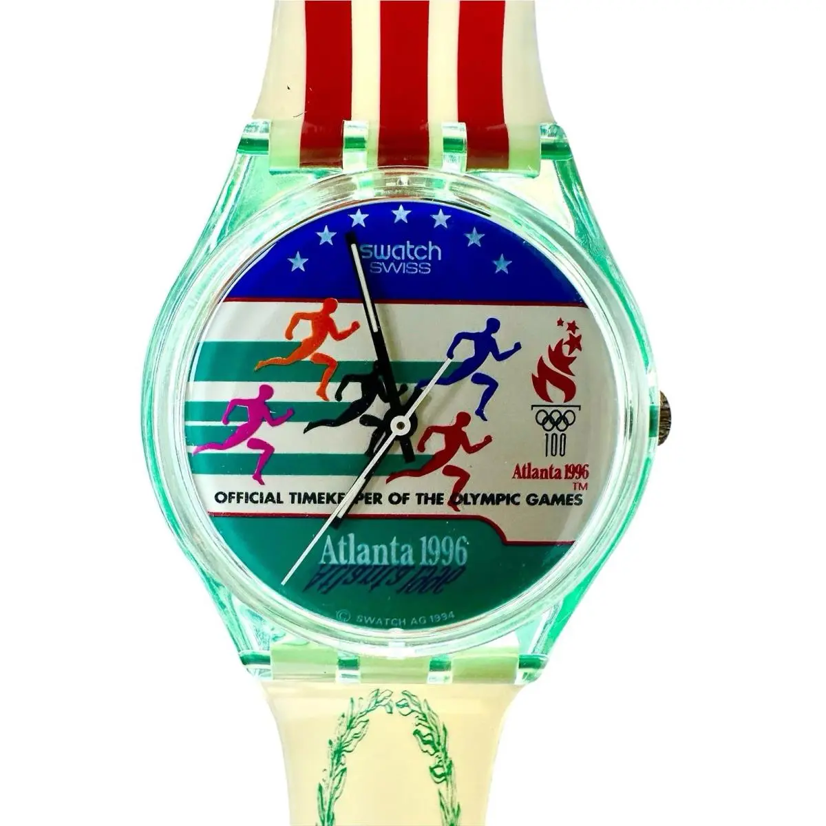 Vintage Swatch Watch Atlanta Laurels GZ145 1995 Olympic Specials 34mm Swiss