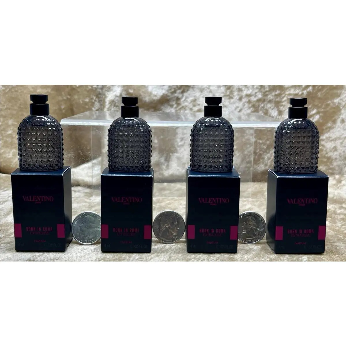 Born In Roma Uomo For Men Valentino Extradose Parfum 4x 0.2 Oz/6ml Splash Mini