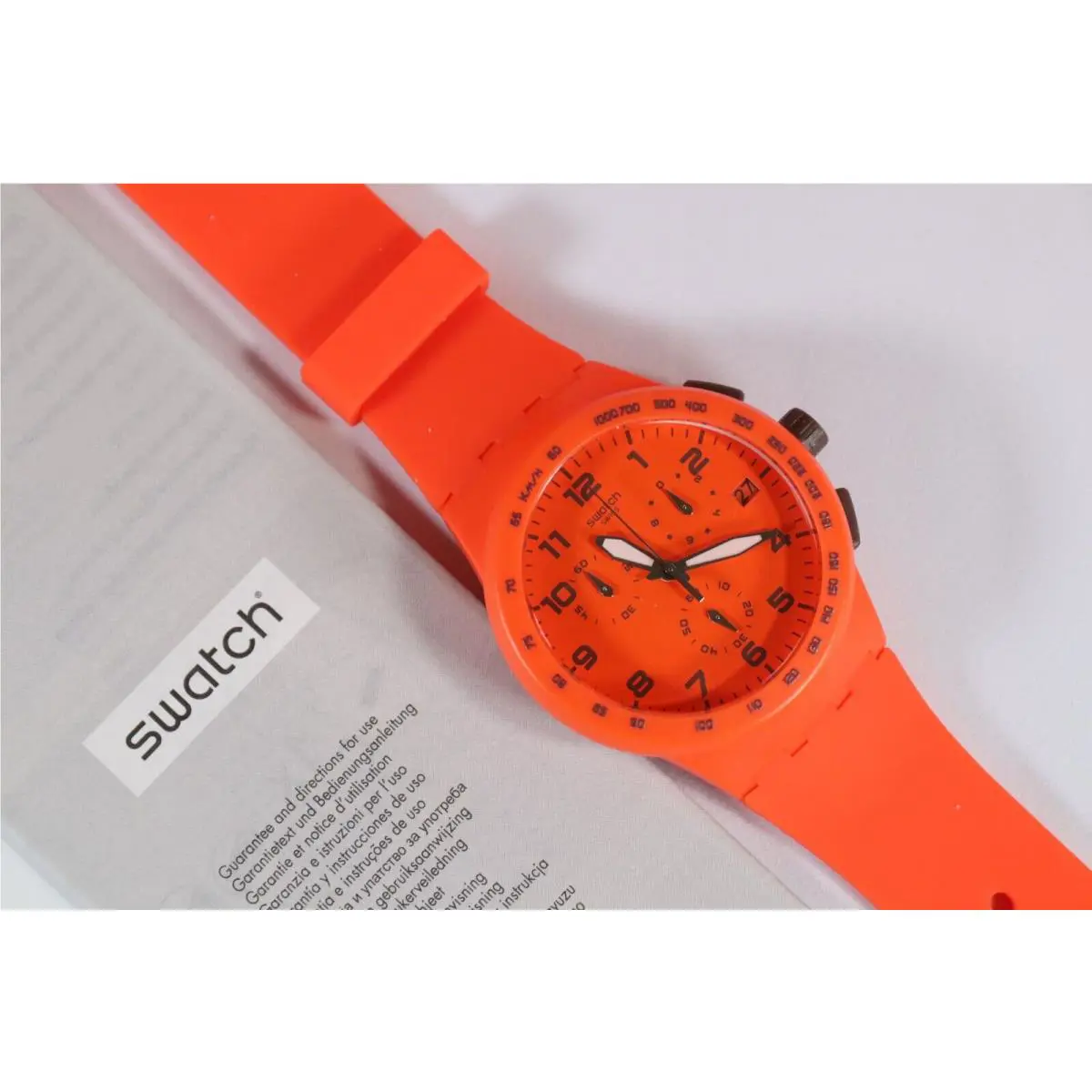 Swatch Chrono Wild Orange Orange Date Number Dial Sports Mens Watch SUSO400