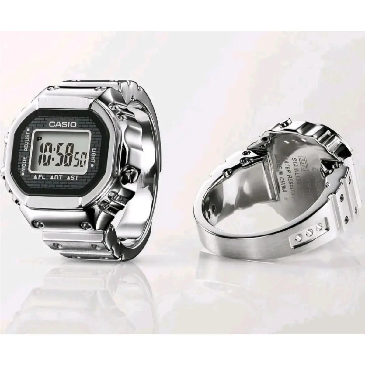 Casio 50th Anniversary Sliver Digital Steel Ring Watch CRW001-1