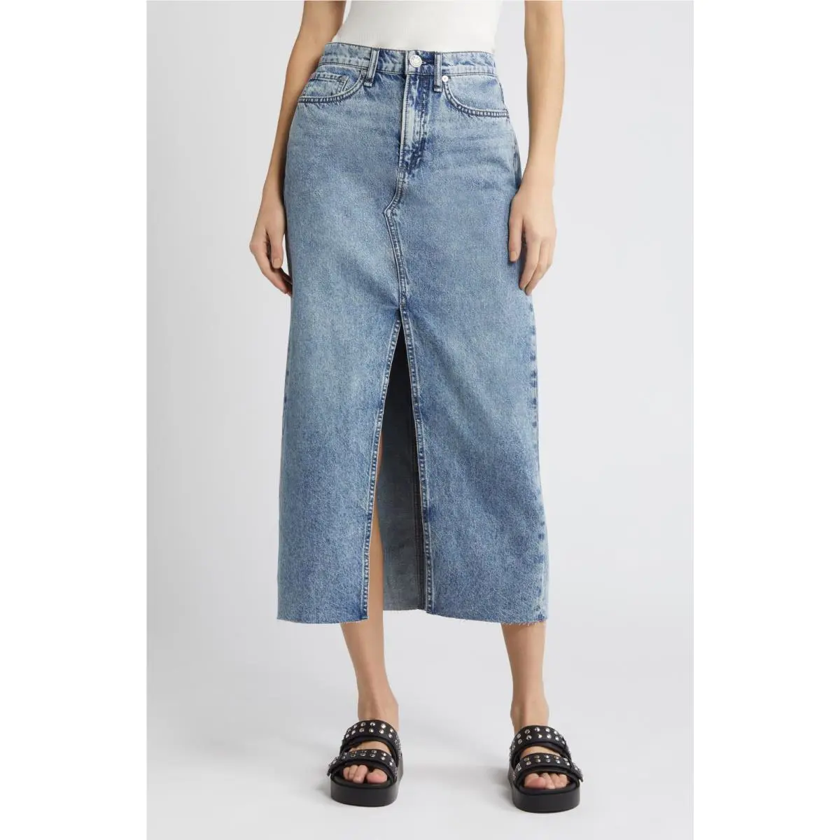 Rag Bone Clara Denim Midi Skirt in Elle 24