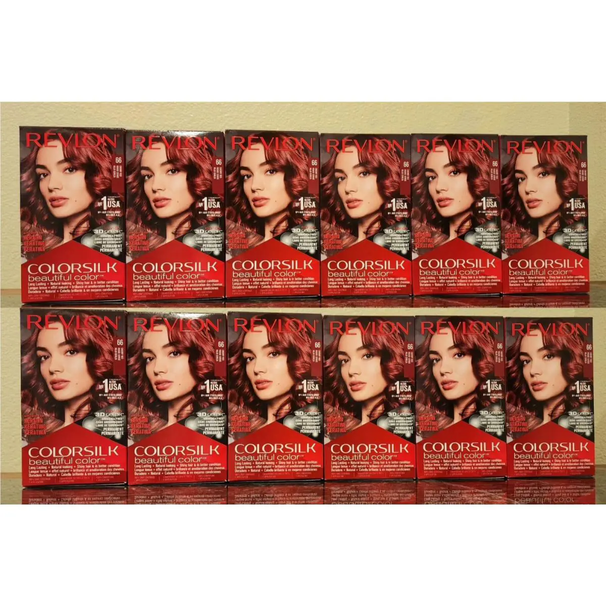12 PK Revlon 66 Cherry Red Colorsilk Beautiful Color Permanent NO Ammonia