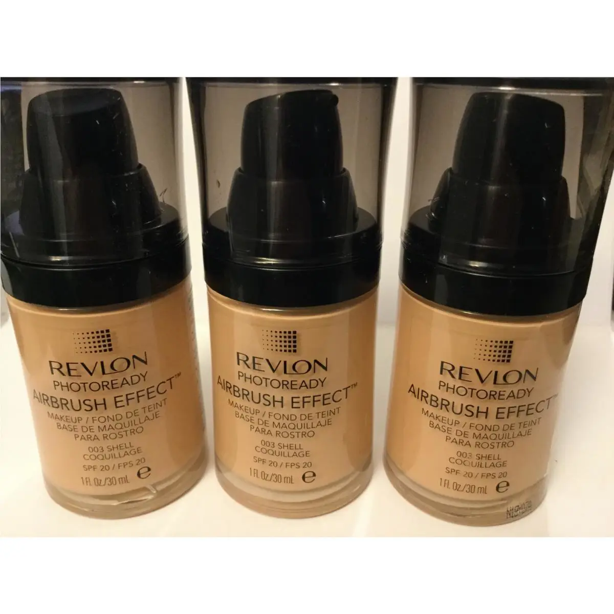 Lot OF 3 - Revlon Photoready Airbrush Effect Makeup Foundation 003 Shell