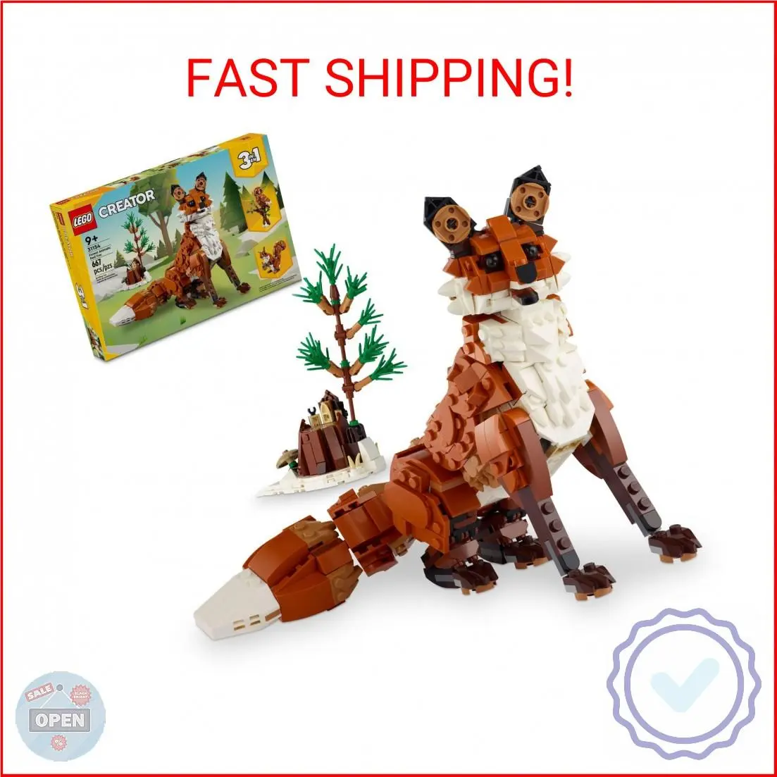 Lego Creator 3 in 1 Forest Animals Red Fox Toys - Building Toys For Kids Boys