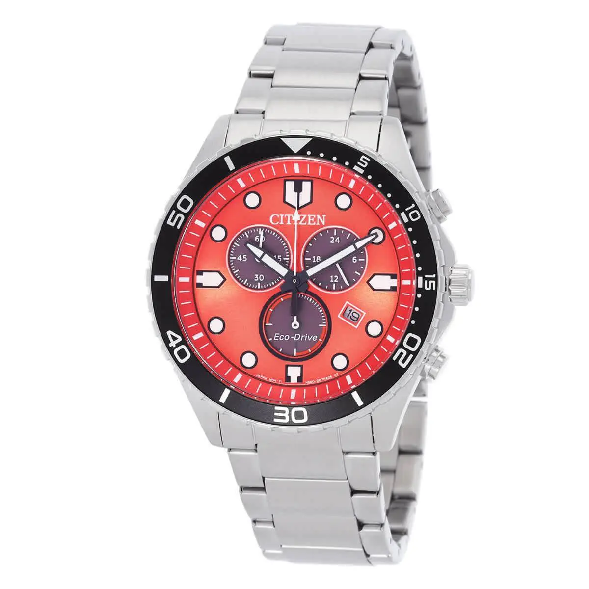 Citizen Chrono Sporty-aqua Chronograph Orange Dial Men`s Watch AT2560-84X - Orange, Dial: Orange, Band: Silver-tone