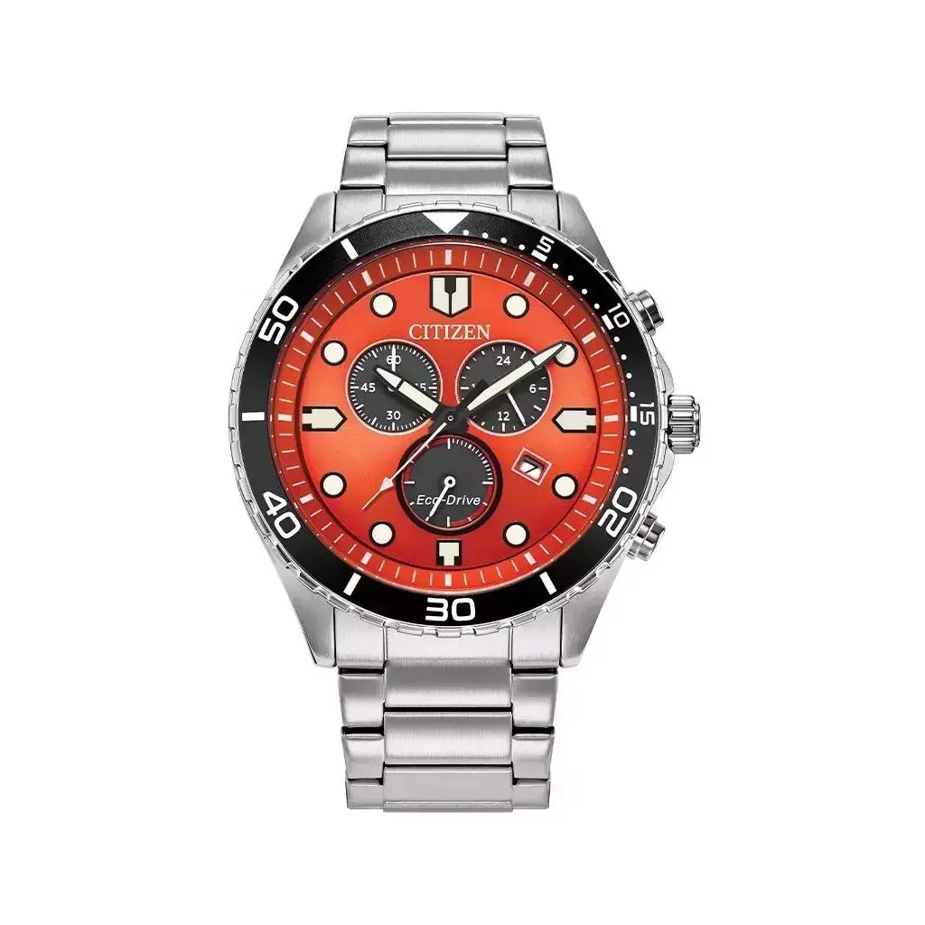 Citizen Men`s Chrono Sporty-aqua Chronograph Orange Dial Watch - AT2560-84X - Aqua, Orange