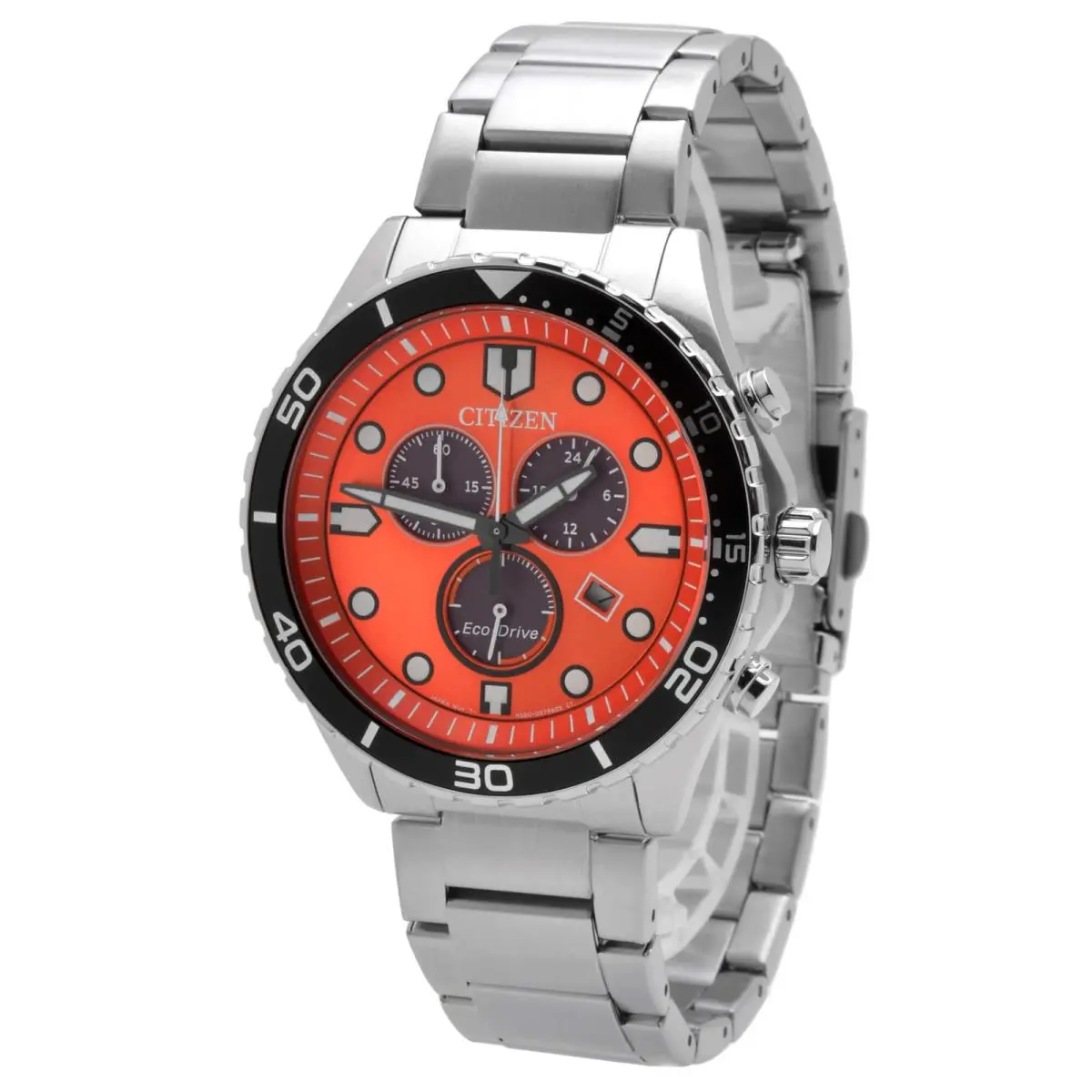 Men`s Watch Eco-drive Chrono Orange and Grey Dial Bracelet AT2560-84X by Citizen