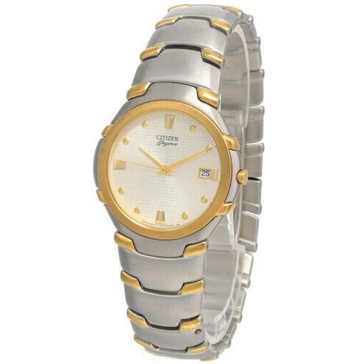 Citizen Elegance Gold Dial Two-tone SS Men`s Watch BI0124-57PZ - Dial: Gold, Band: Silver/Gold, Bezel: Silver/Gold