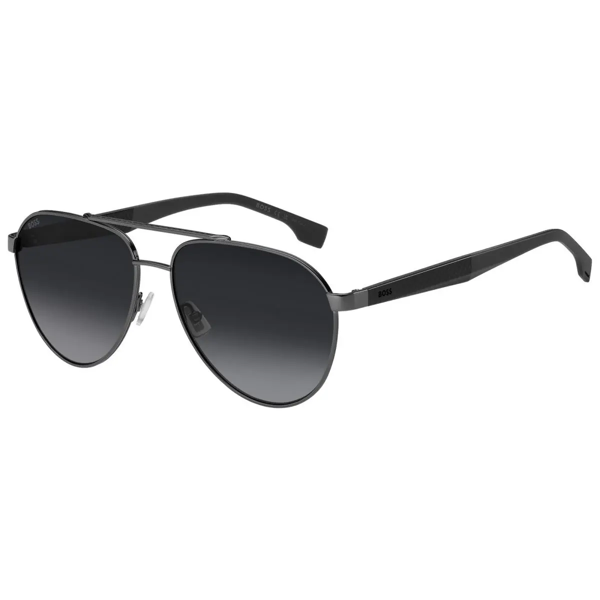 Hugo Boss Carbon Fiber Aviator Sunglasses w/ Gradient Lens - BOSS1485S-0PTA-1I - Frame: Dark Ruthenium, Lens: Grey