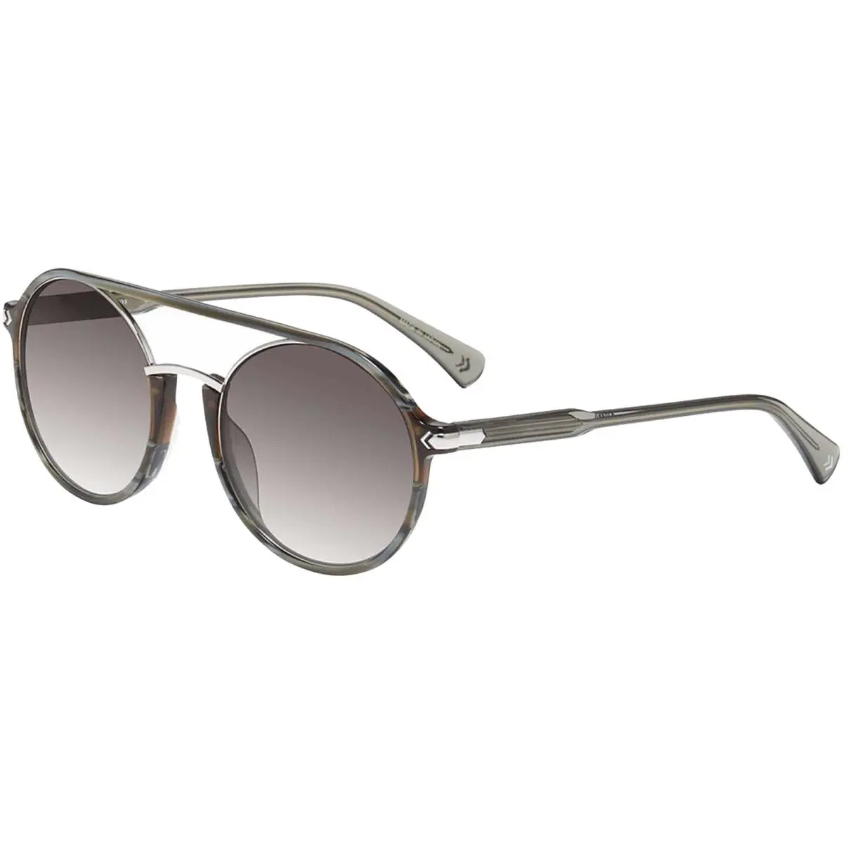 Men`s Round Stylized Pilot Sunglasses - SJV55255 - Japan Grey Horn/Grey (GRE) by John Varvatos