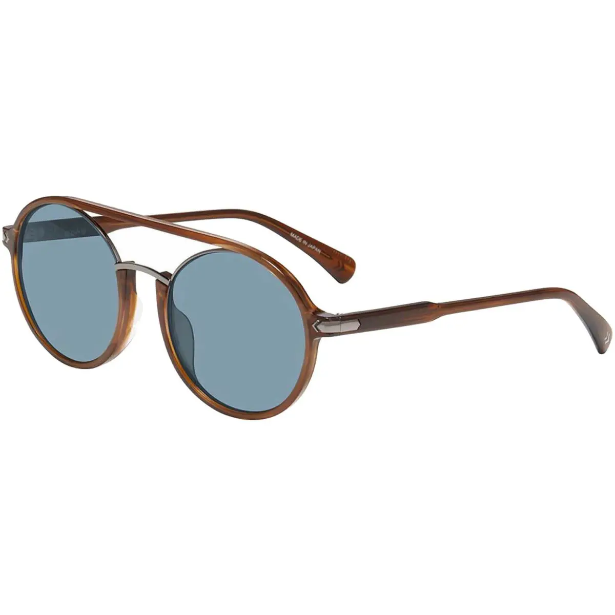 Men`s Round Stylized Pilot Sunglasses - SJV55255 - Japan Havana/Blue (HAV) by John Varvatos