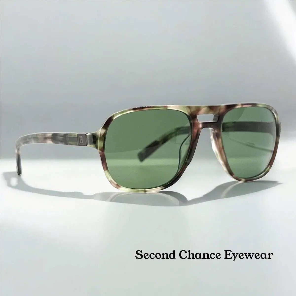 John Varvatos Classic Sunglasses-camo Horn Acetate-green Lenses-new/unowrn-case