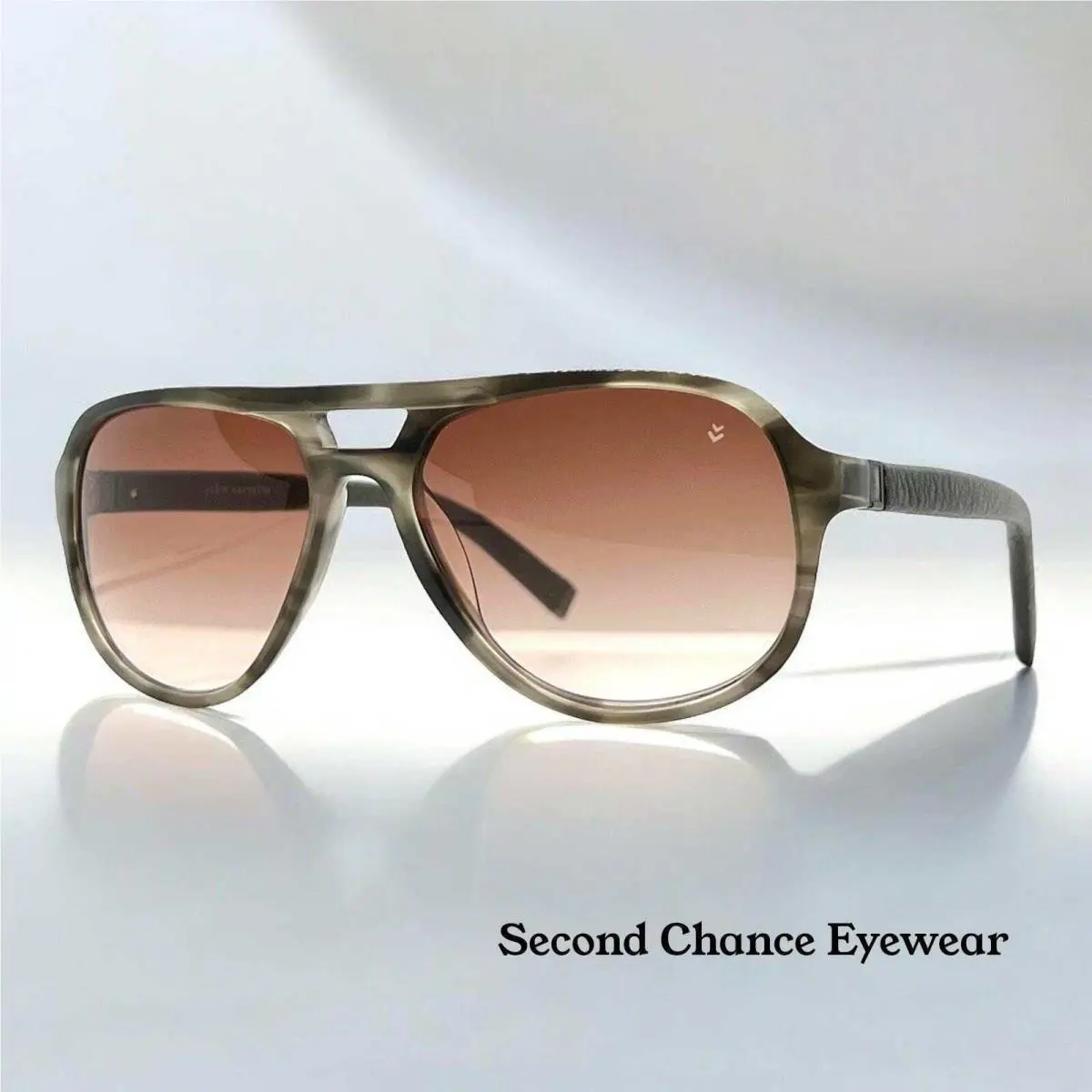 John Varvatos V769 Grey Horn Sunglasses W/blk Leather Temples-new/unworn W/case