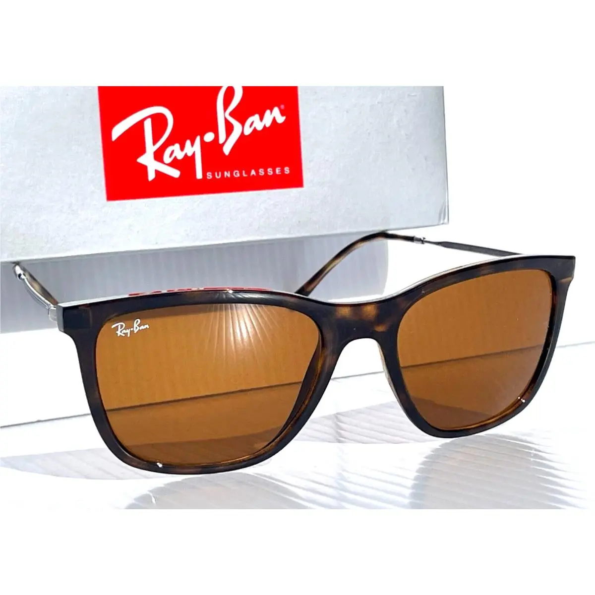 Ray Ban Shiny Tortoise Frame Bronze Lens Womans Sunglass RB4344 710/33