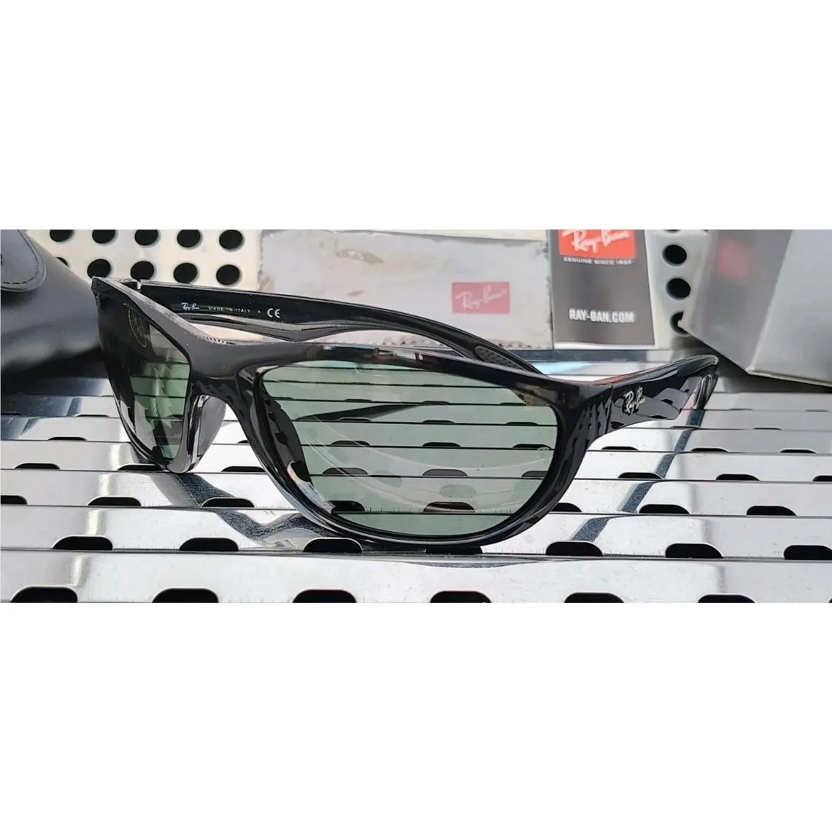 Ray Ban RB4188 601/71 Balorama Sunglasses Gloss Black w/ 63mm Dark Green G15