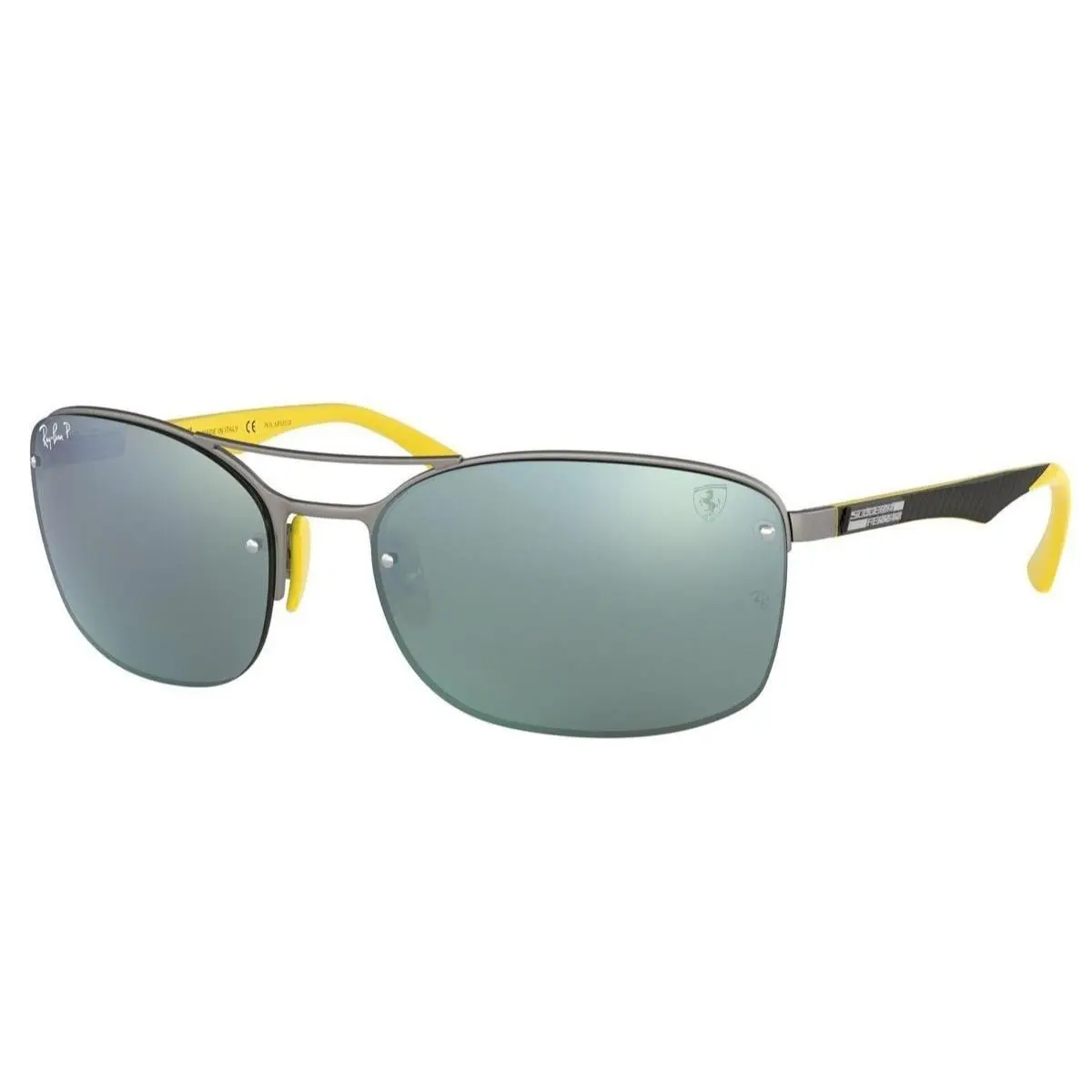Ray Ban Scuderia Ferrari RB3617M F003/H1 62-18 Gun Yellow Silver Mirror Polarize