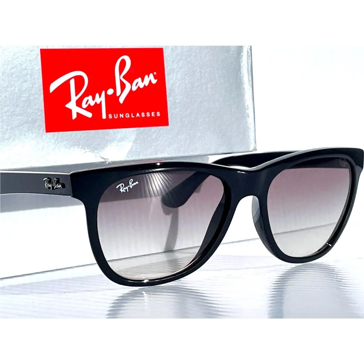 Ray Ban Shiny Black Gradient Gray Lens Sunglass RB4184 601/32