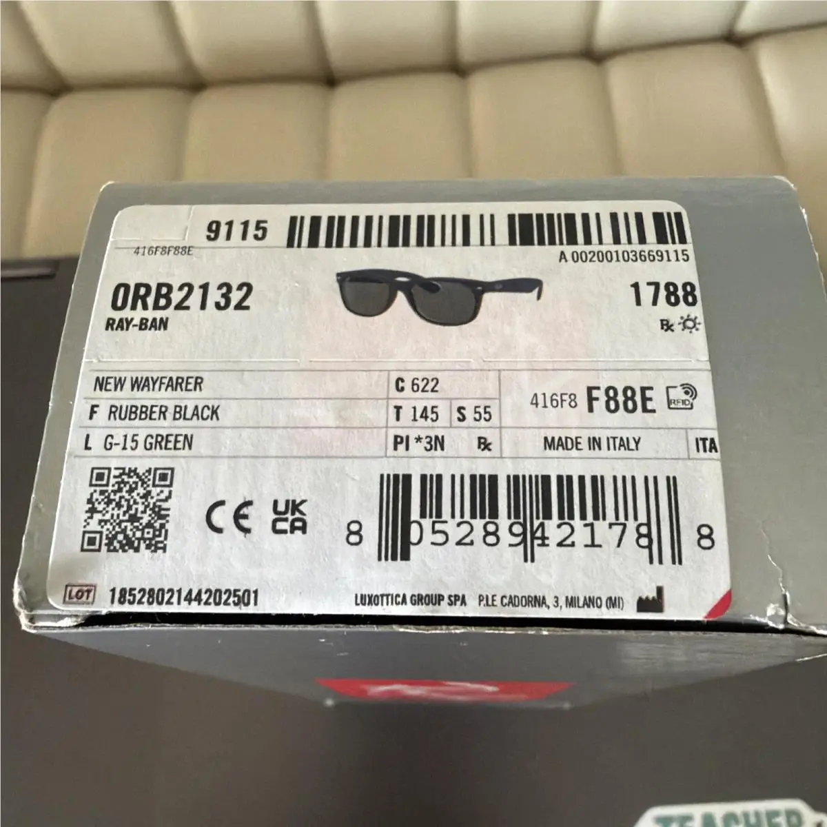 Ray-ban New Wayfarer Classic Wayfarer Classic Matte Black Polarized 55mm Sunglasses RB2132 601S78