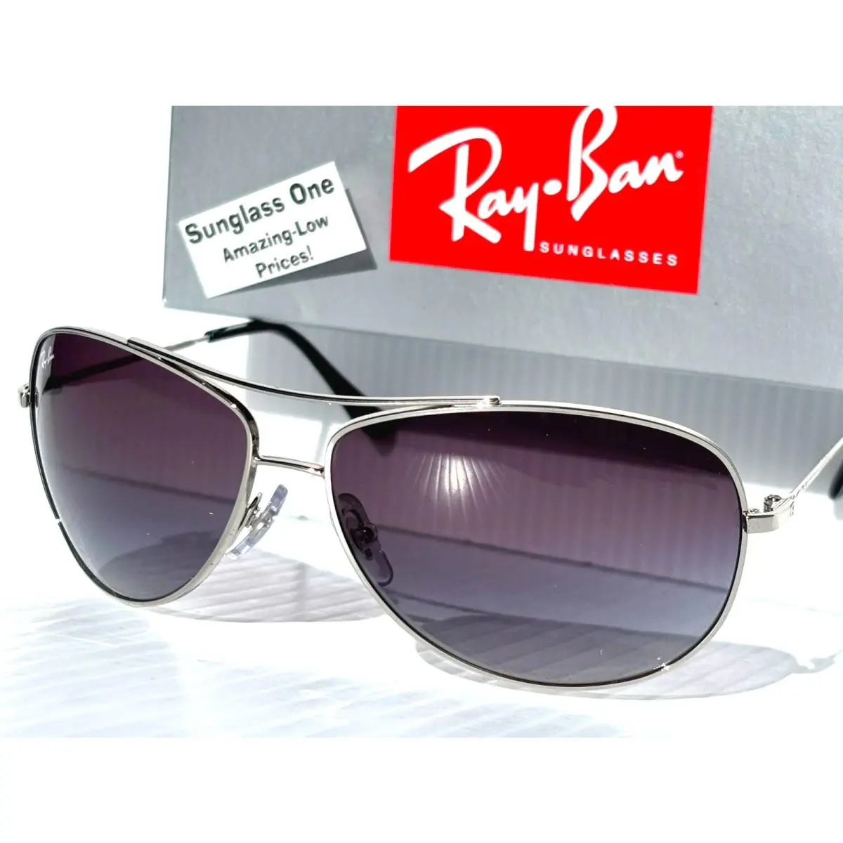 Ray Ban Aviator Silver Frame Grey Gradient Lens Sunglass RB3293 003/8G