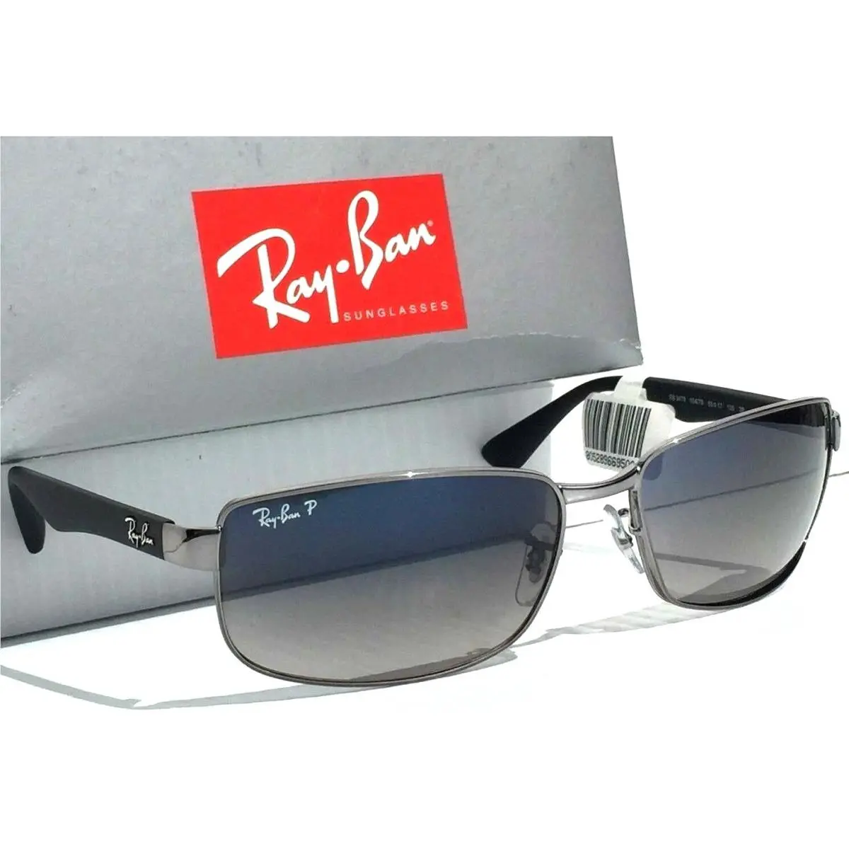 Ray Ban Gunmetal Black w Polarized Grey Blue Lens Sunglass RB3478 004