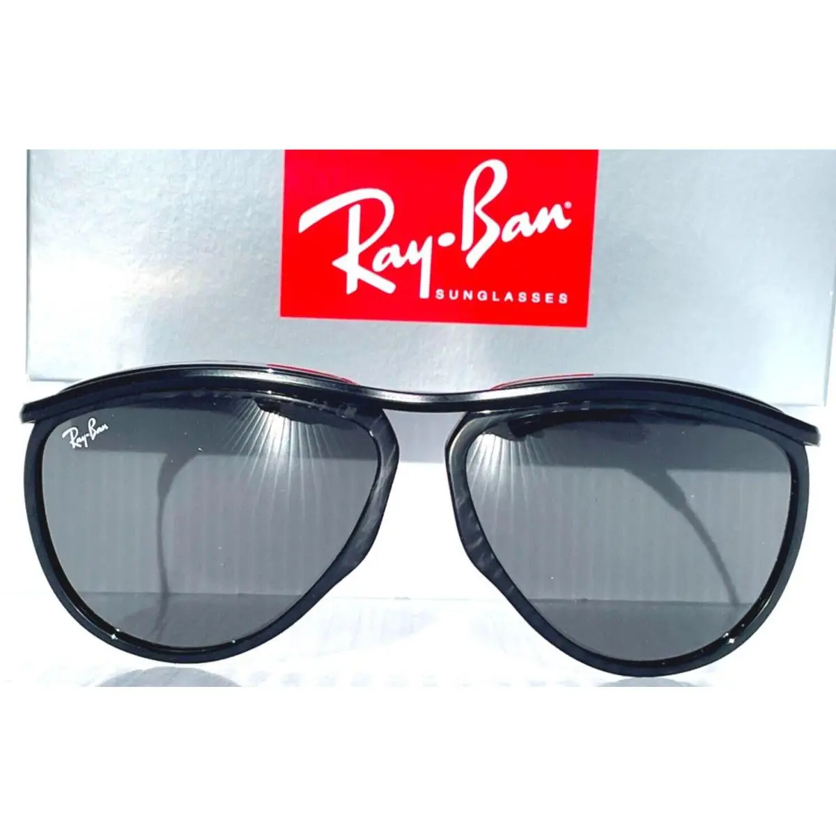 Ray Ban Olympian Aviator Black Speckled Dark Gray Lens Sunglass RB2219 1305/B1