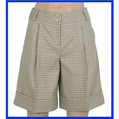 Lightweight Wool Gray Plaid Cuffed Pleated Shorts 30 sz 10 by Original Penguin