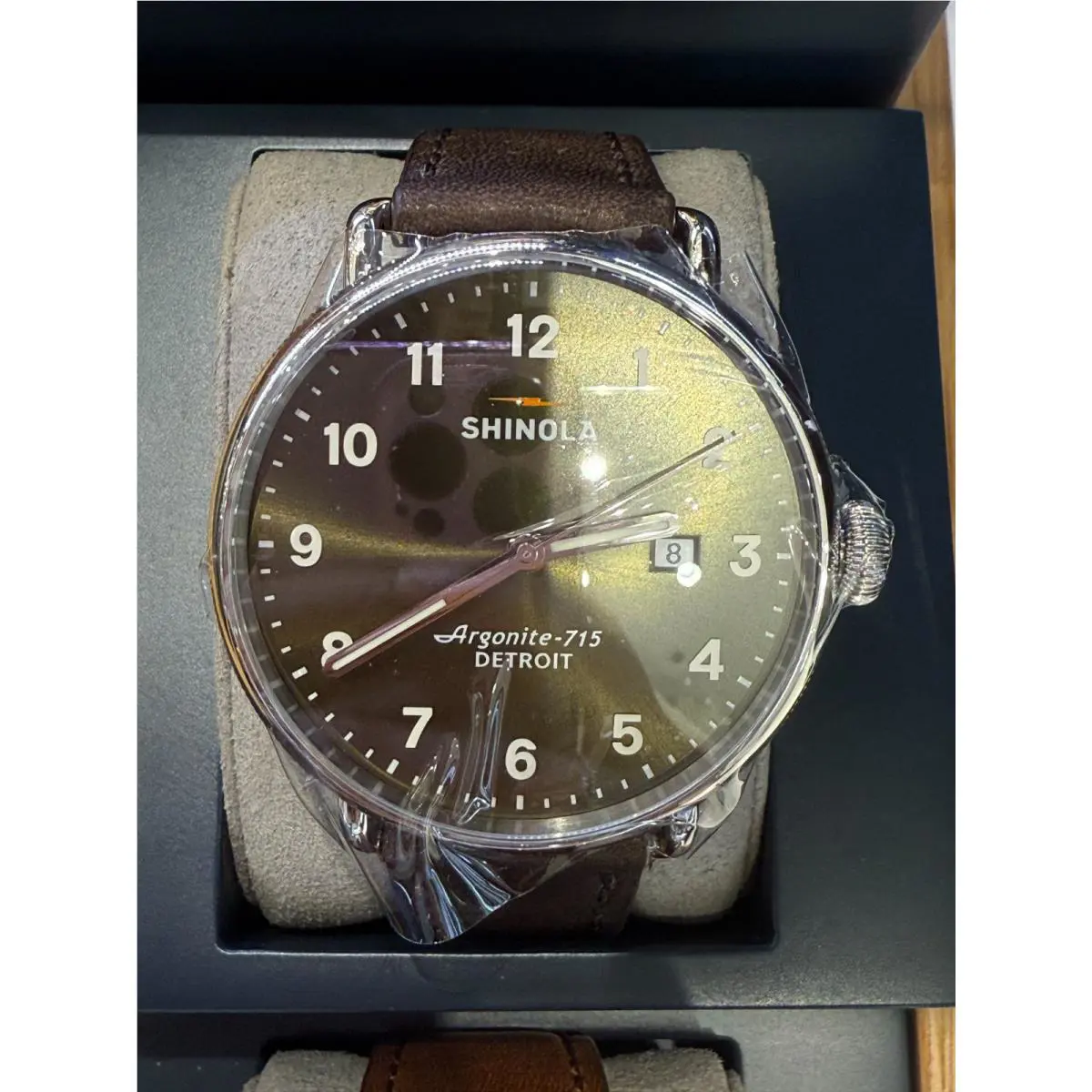 Shinola Canfield 43mm Green Dial Brown Leather Band Watch S0120307786