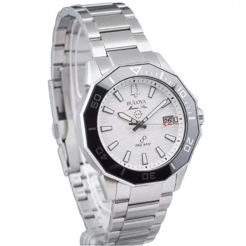 Marine Star Sapphire Precisionist 96B426 White Date Display Men`s Watch by Bulova