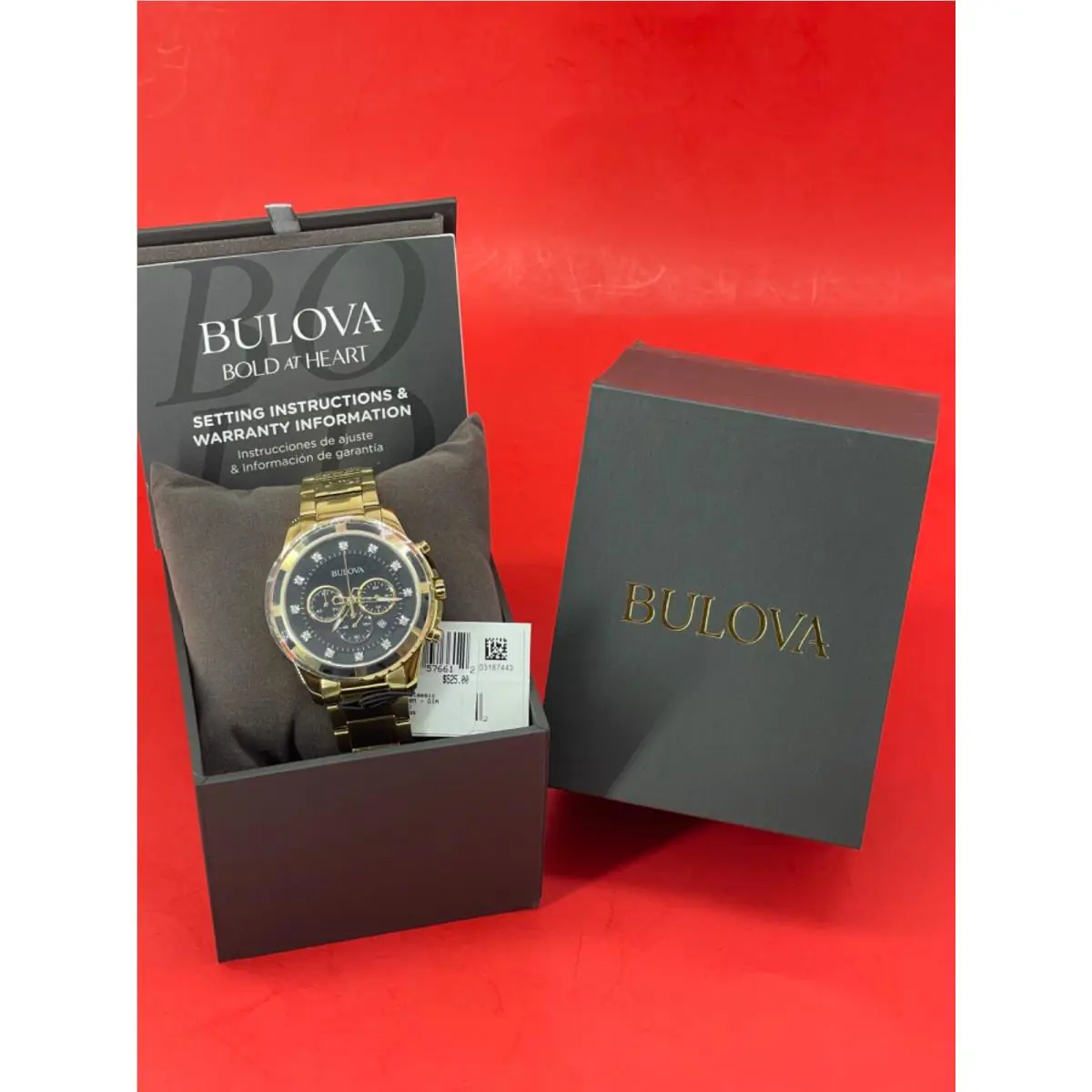 Bulova Watch 97D121 Chronograph Gold Tone Stainless Steel x Diamond Dial